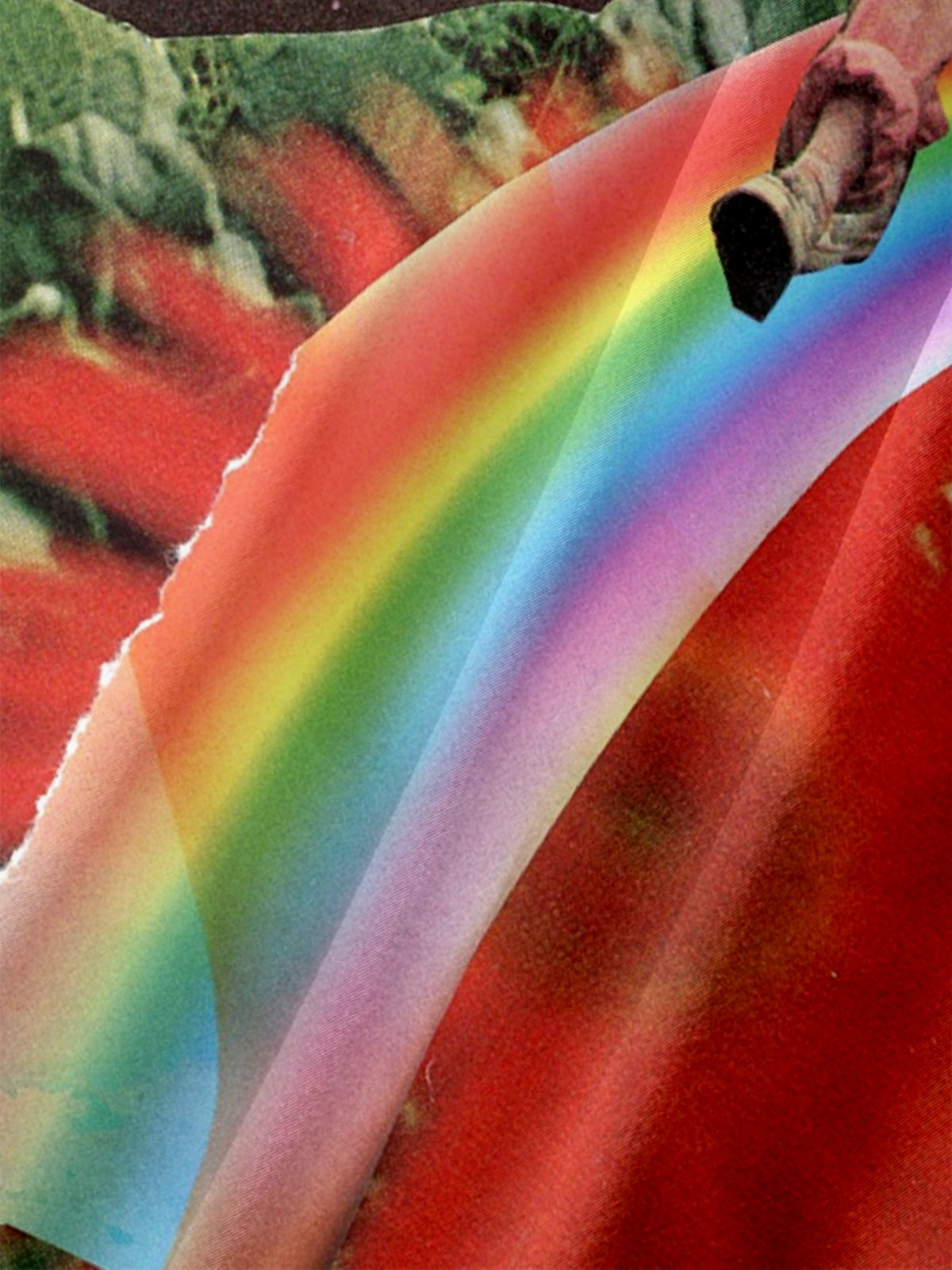Fun Rainbow Collage Art Hawaiian Golf Shirt, Unique Golf Shirt, Tropical Vibe Funny Golf Shirt