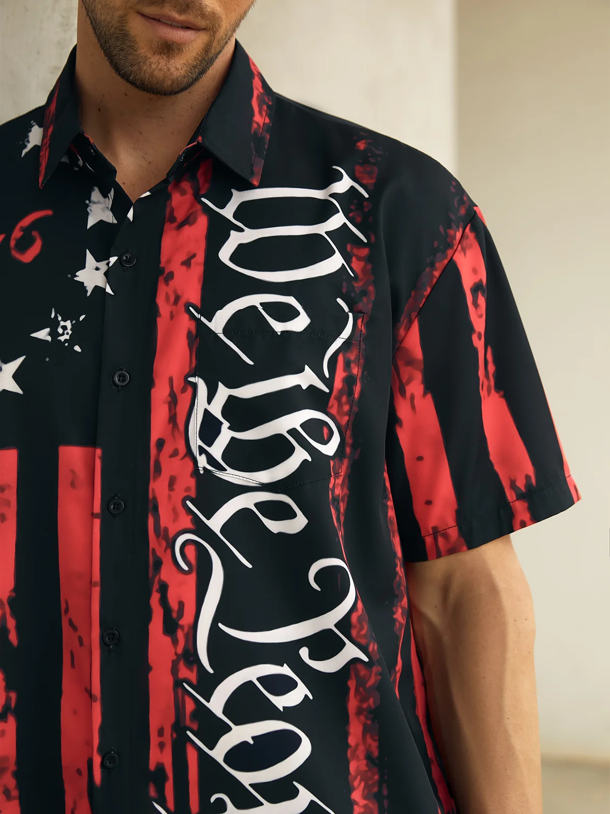 1776 We The People Red And Black Hawaiian Golf Shirt, 250th Anniversary Tropical Vibe Men's Golf Shirt
