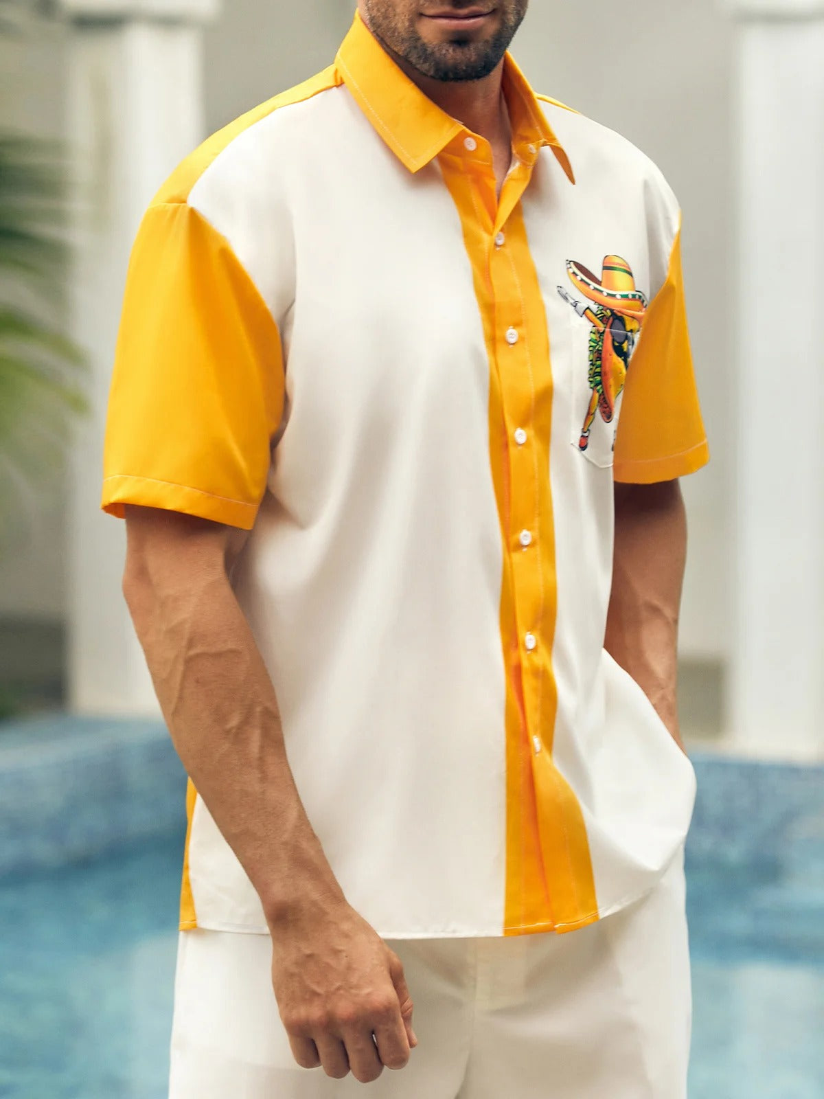 Funny Burrito Hawaiian Golf Shirt, Men's Golf Shirt, Mexican Culture Art Tropical Vibe Funny Golf Shirt