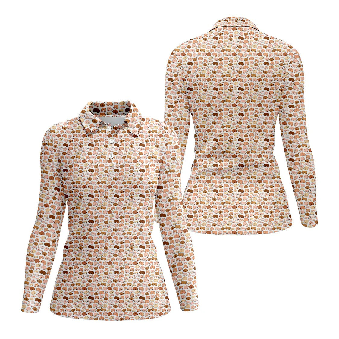 Funny Seamless Pattern Golf Shirt For Women, Christmas Golf Shirt Polos, Ladies Golf Apparel