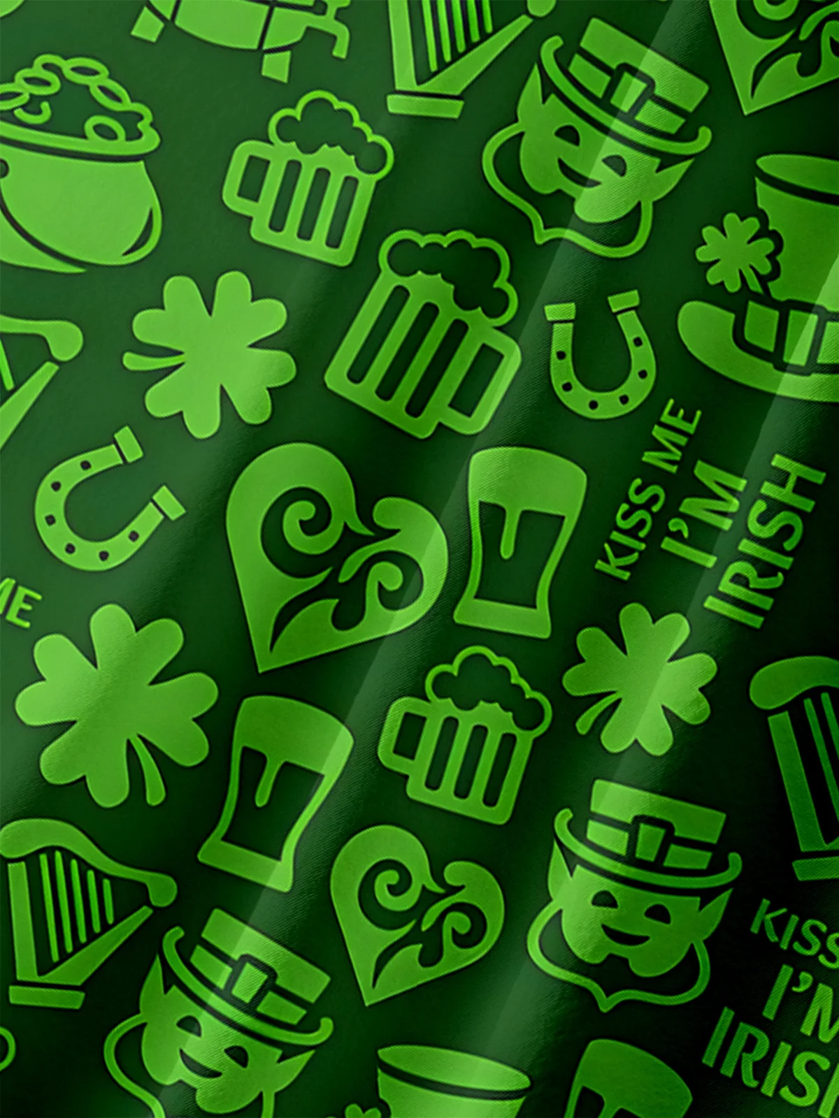 Green Irish St. Patrick's Day Lucky Clover Beer Hawaiian Golf Shirt, Tropical Vibe Men's Golf Shirt
