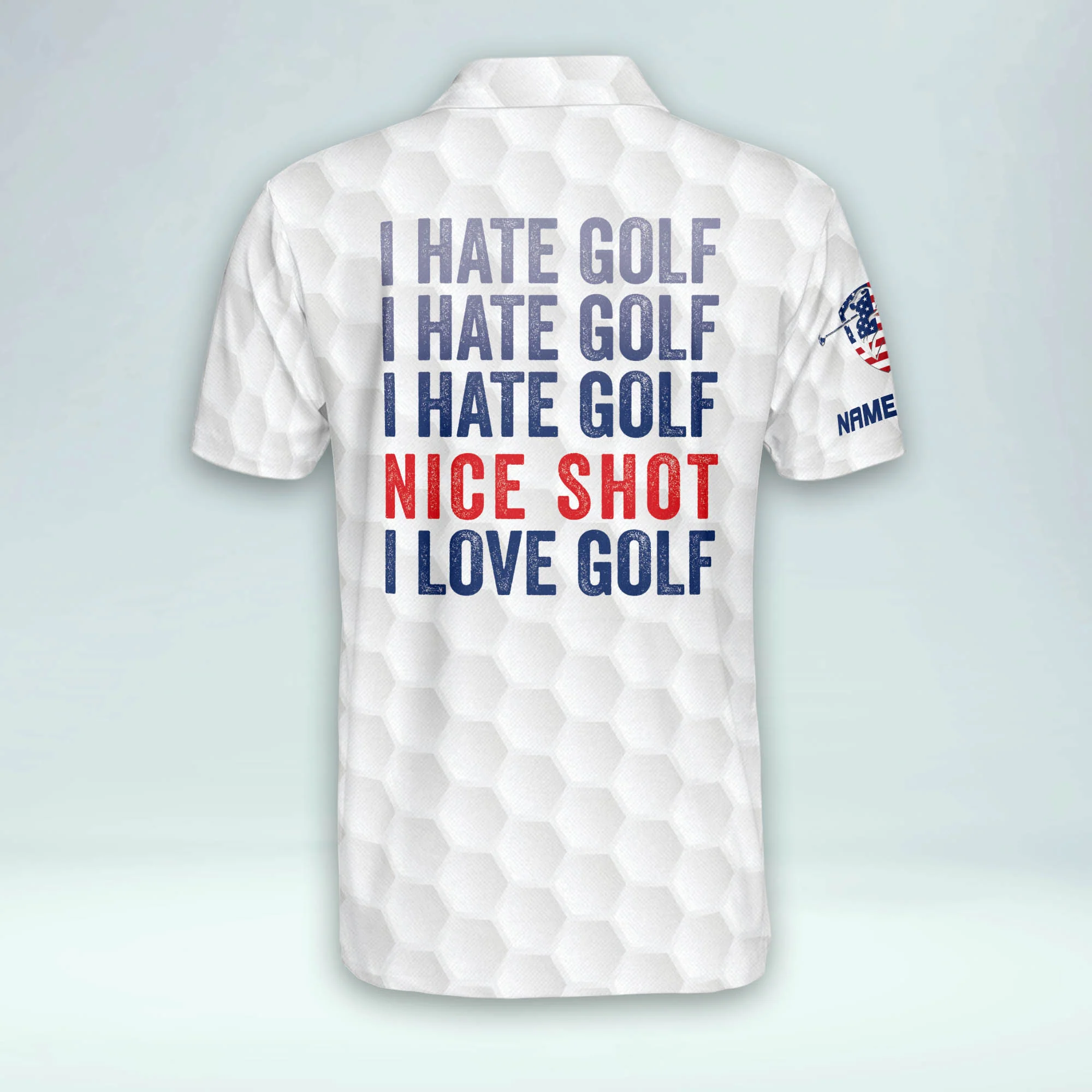 I Hate Golf Nice Short I Love Golf USA Flag Custom Golf Polo Shirtlf Gift For Men, Golfing Apparel