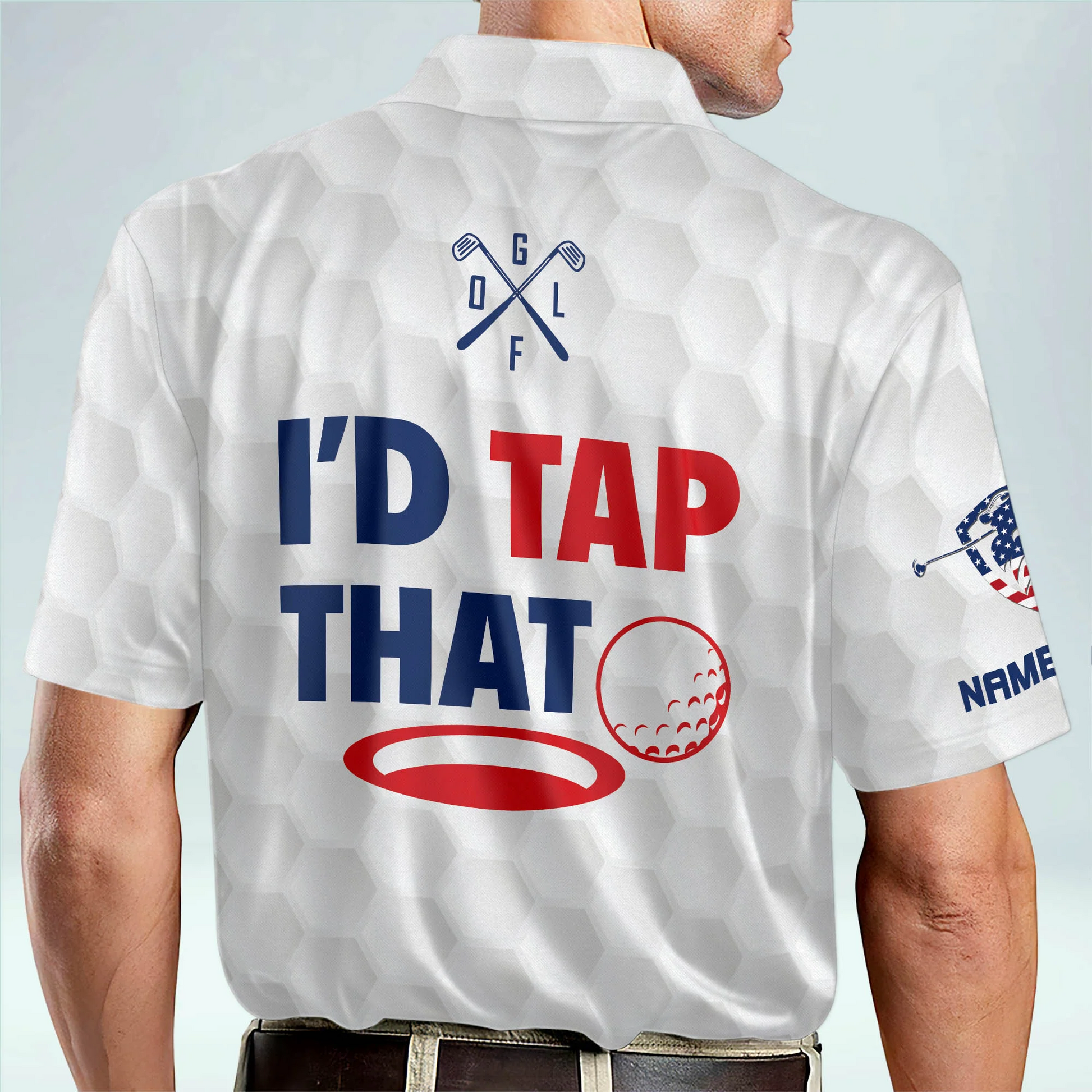 Just Tap It In American Flag Custom Name Golf Polo Shirtlf Gift For Men, Golfing Apparel