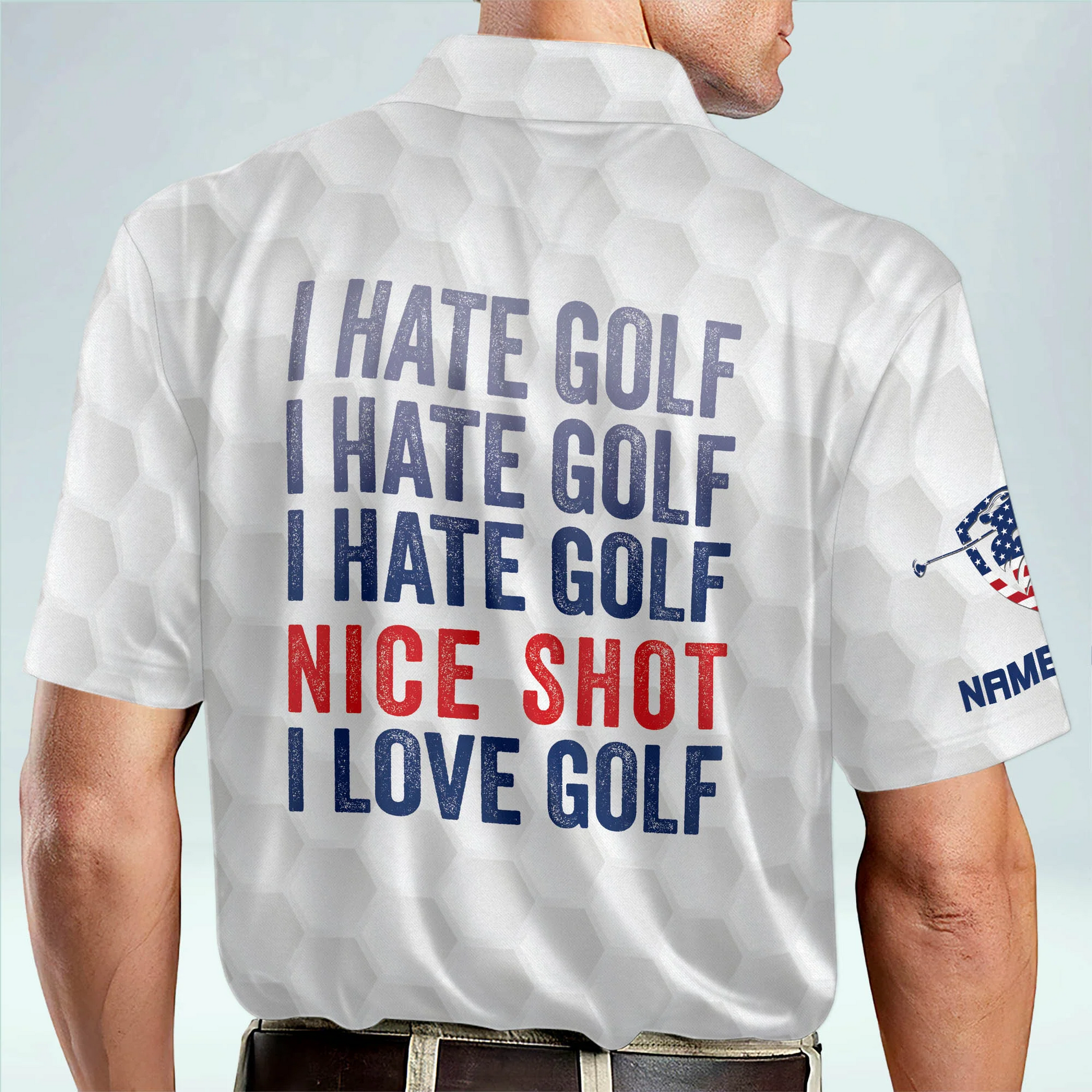I Hate Golf Nice Short I Love Golf USA Flag Custom Golf Polo Shirtlf Gift For Men, Golfing Apparel