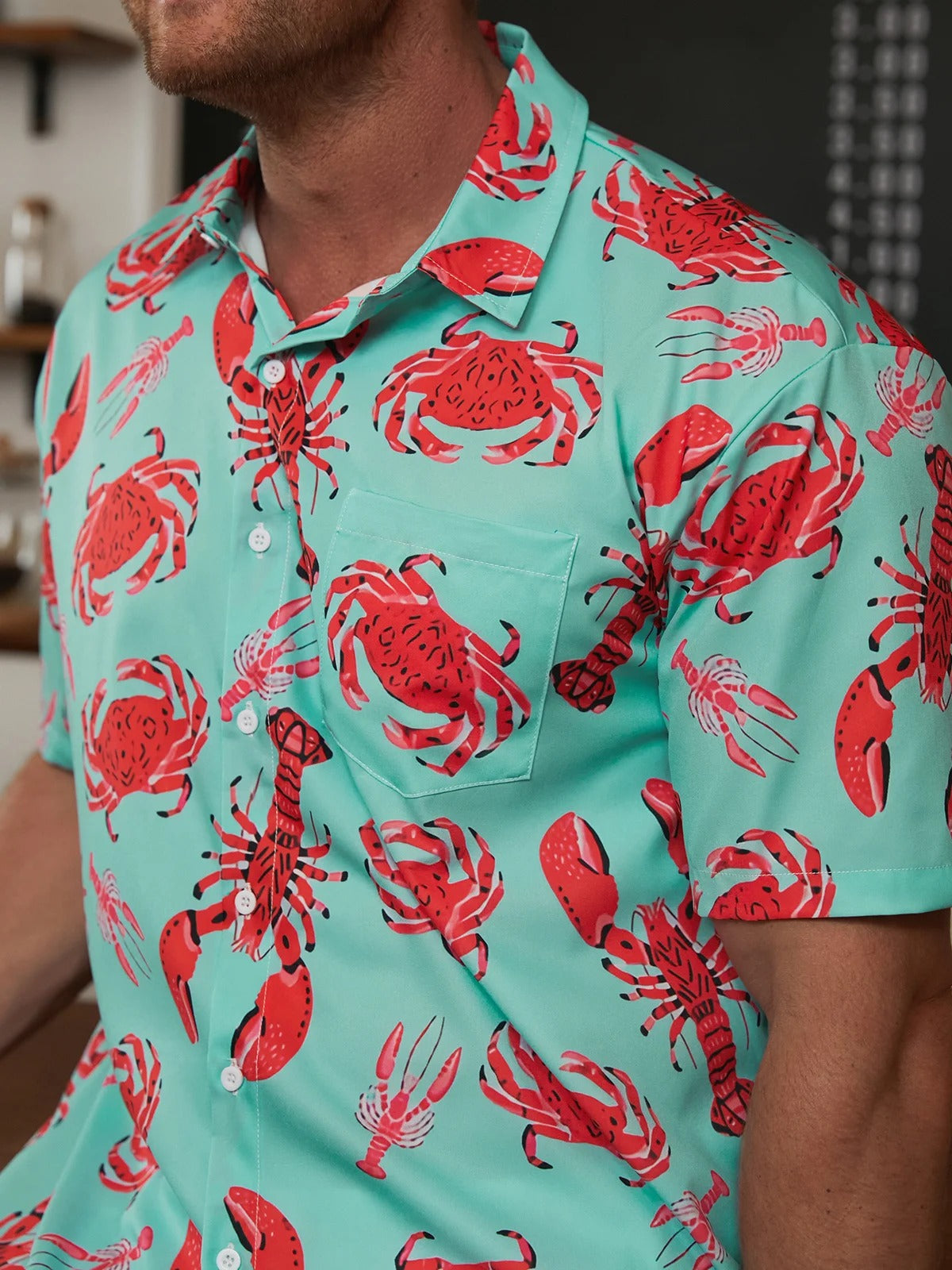Lobster Pattern Hawaiian Golf Shirt,  Men's Golf Shirt, Ocean Vibe Tropical Vibe Funny Golf Shirt