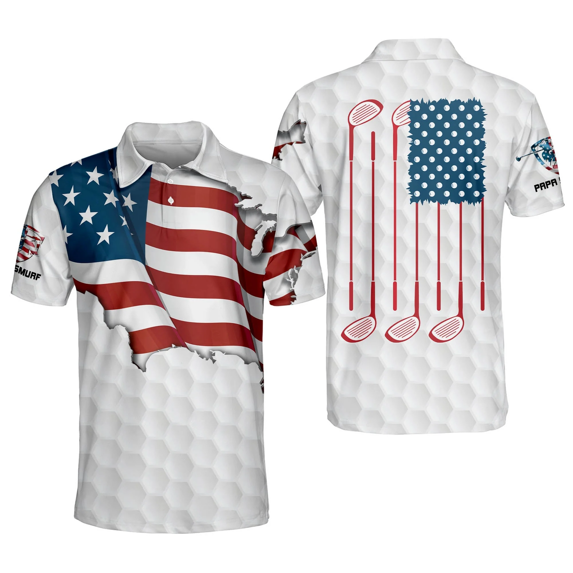 Proud Golf American Flag Custom Name Golf Polo Shirtlf Gift For Men, Golfing Apparel