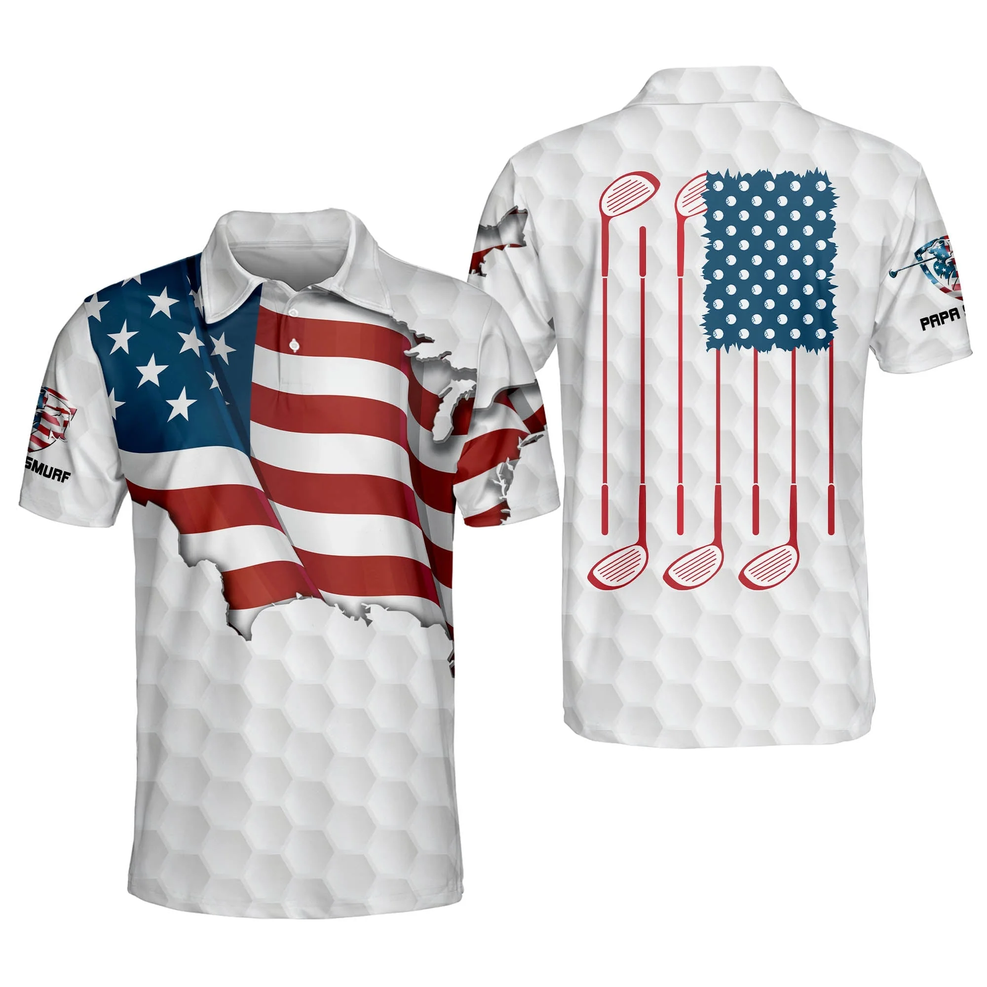 Proud Golf American Flag Custom Name Golf Polo Shirtlf Gift For Men, Golfing Apparel