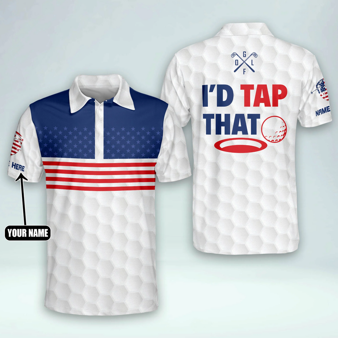 Just Tap It In American Flag Custom Name Golf Polo Shirtlf Gift For Men, Golfing Apparel