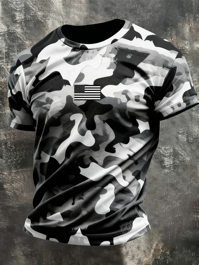 Retro Camouflage Patriotic Golf Shirt, 4th Of July Golf Shirt, Camo Golf Shirt, Golf T-Shirt, Polo For Men