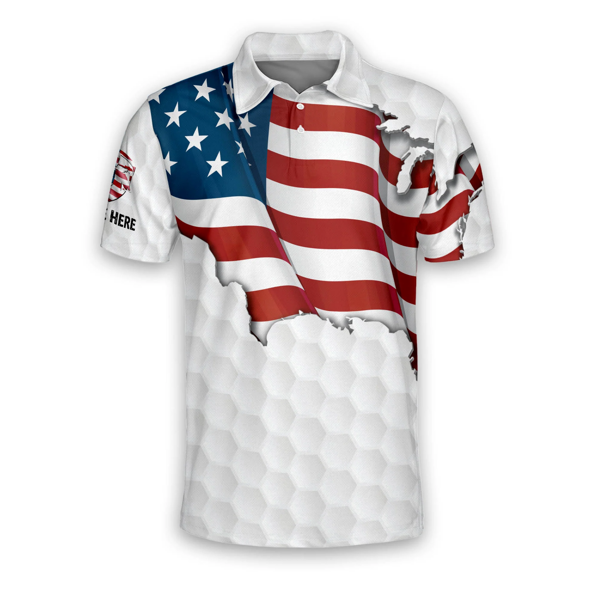 Proud Golf American Flag Custom Name Golf Polo Shirtlf Gift For Men, Golfing Apparel