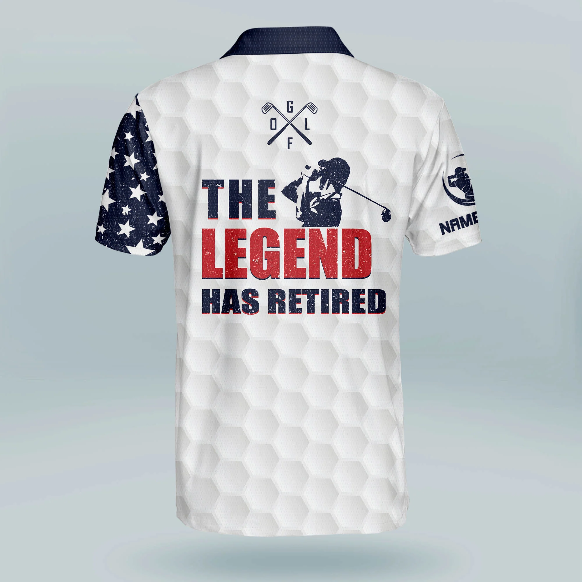 Custom Name The Legend Has Retired American Flag Golf Polo Shirtlf Gift For Men, Golfing Apparel