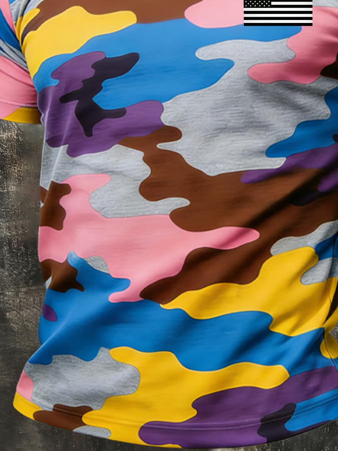 Colorful Camo America 250 1776-2026 Patriotic Golf Shirt, 4th Of July Golf Shirt, Golf Shirts For Men