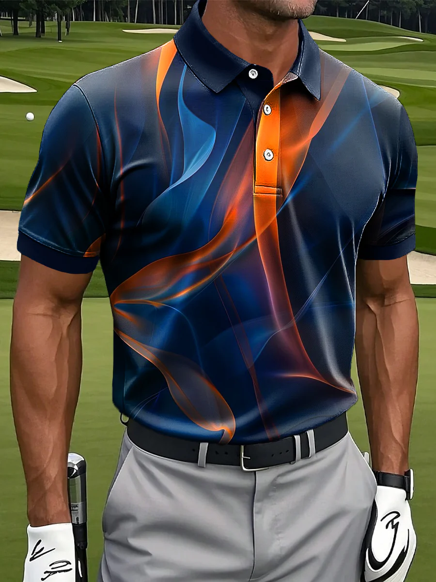 Retro Abstract Colorful Textured Golf Tops For Men, Polo Shirt Men, Golf Gift For Men