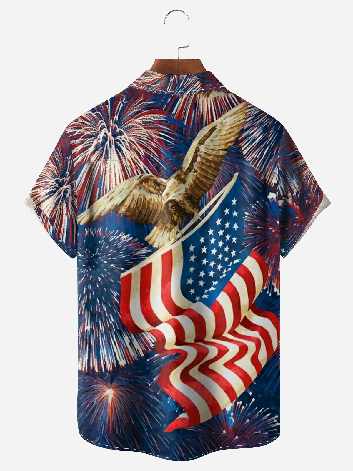 Red White Blue American Eagle USA Patriotic Hawaiian Golf Shirt, 250th Anniversary Tropical Vibe Men's Golf Shirt