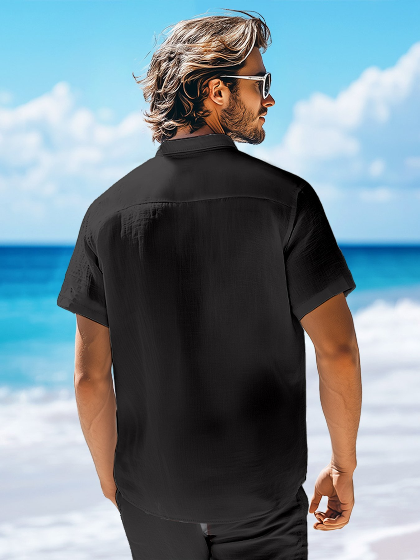 American Flag Pride Black Hawaiian Golf Shirt, 250th Anniversary Tropical Vibe Men's Golf Shirt