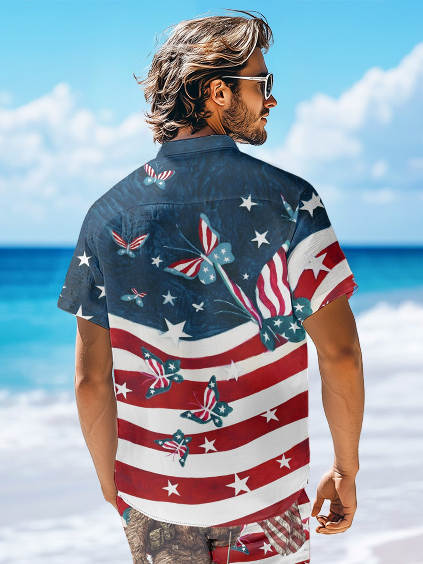 American Flag Pride Bigfoot Hawaiian Golf Shirt, 250th Anniversary Tropical Vibe Men's Golf Shirt