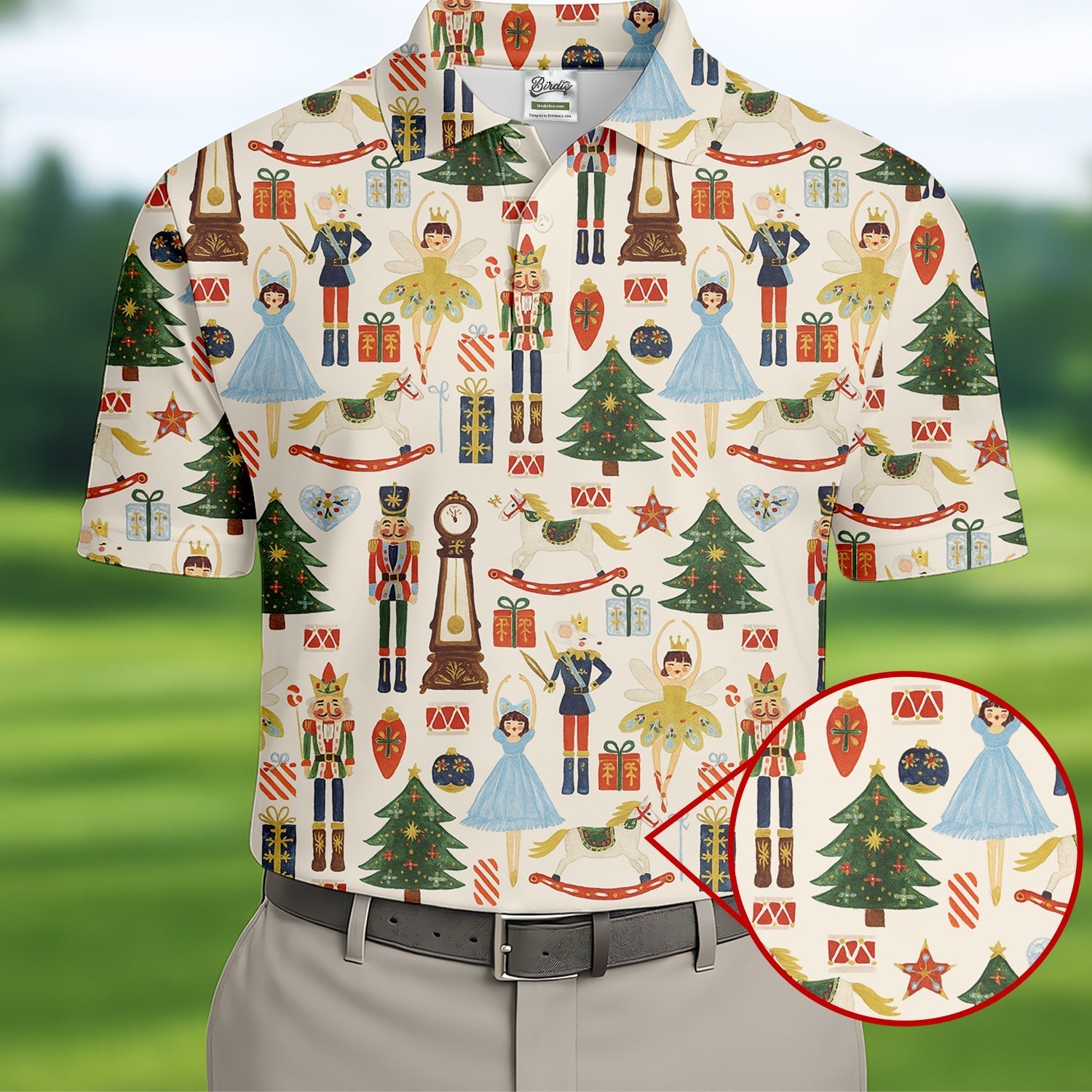 Vintage Nutcracker Christmas Golf Shirt, Men's Golf Polo Shirte Golf Outfit, Golf Gift For Men