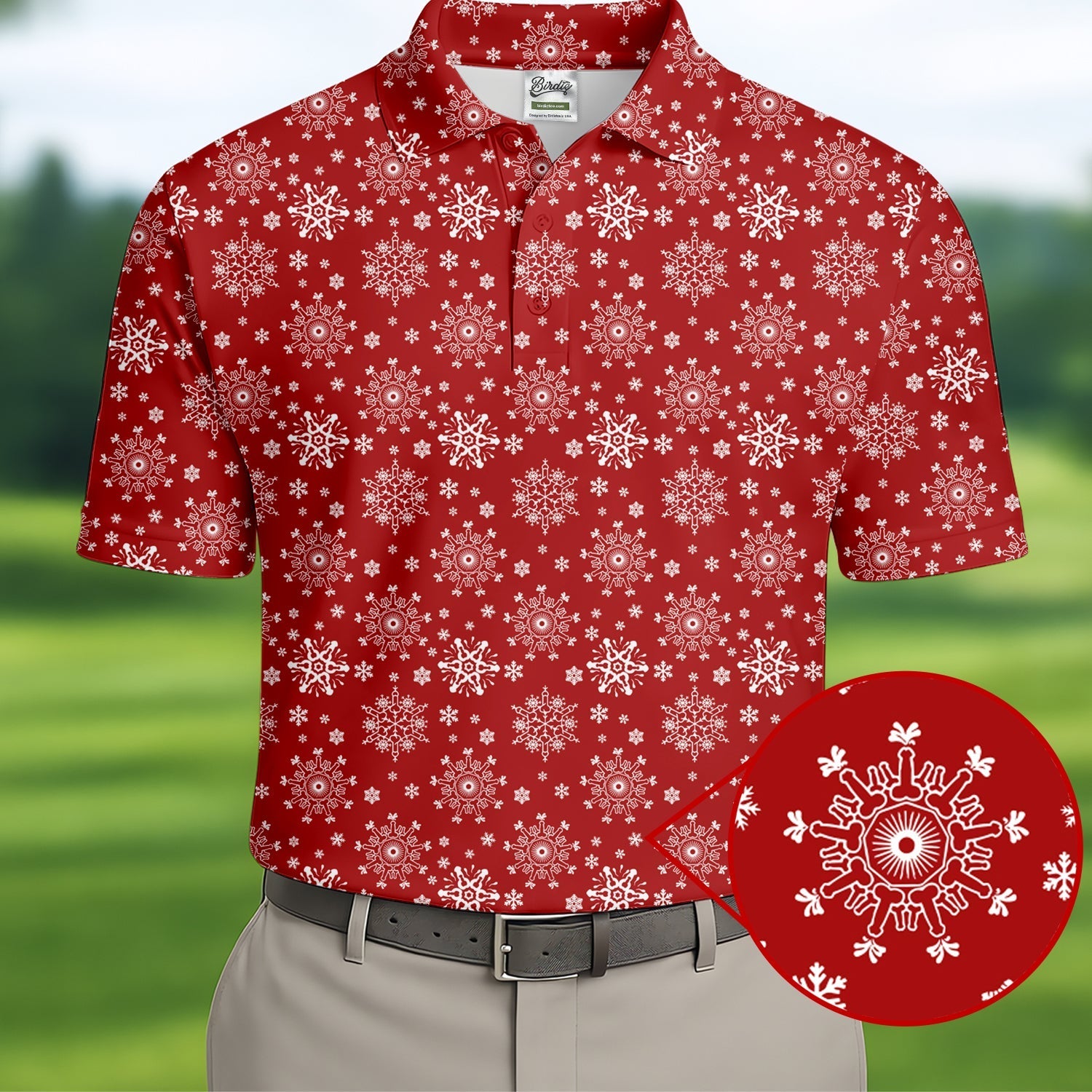 Dirty Funny Adult Humor Snowflakes Red Golf Shirt, Fun Men's Golf Polos, Christmas Golf Shirt, Polo ShirtFor Men