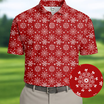 Dirty Funny Adult Humor Snowflakes Red Golf Shirt, Fun Men's Golf Polos, Christmas Golf Shirt, Polo ShirtFor Men
