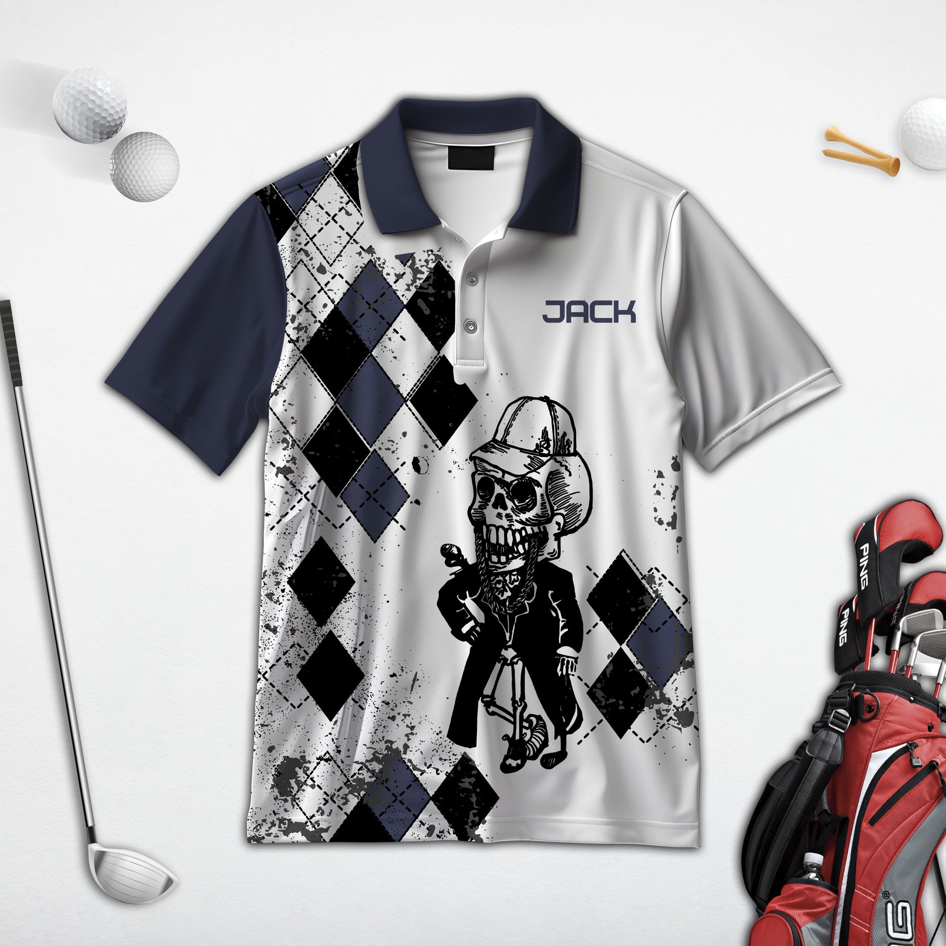 Some Grandpas Take Naps Skeleton Personalized 3D Golf Polo ShirtGolf Shirt, Gift For Golfers