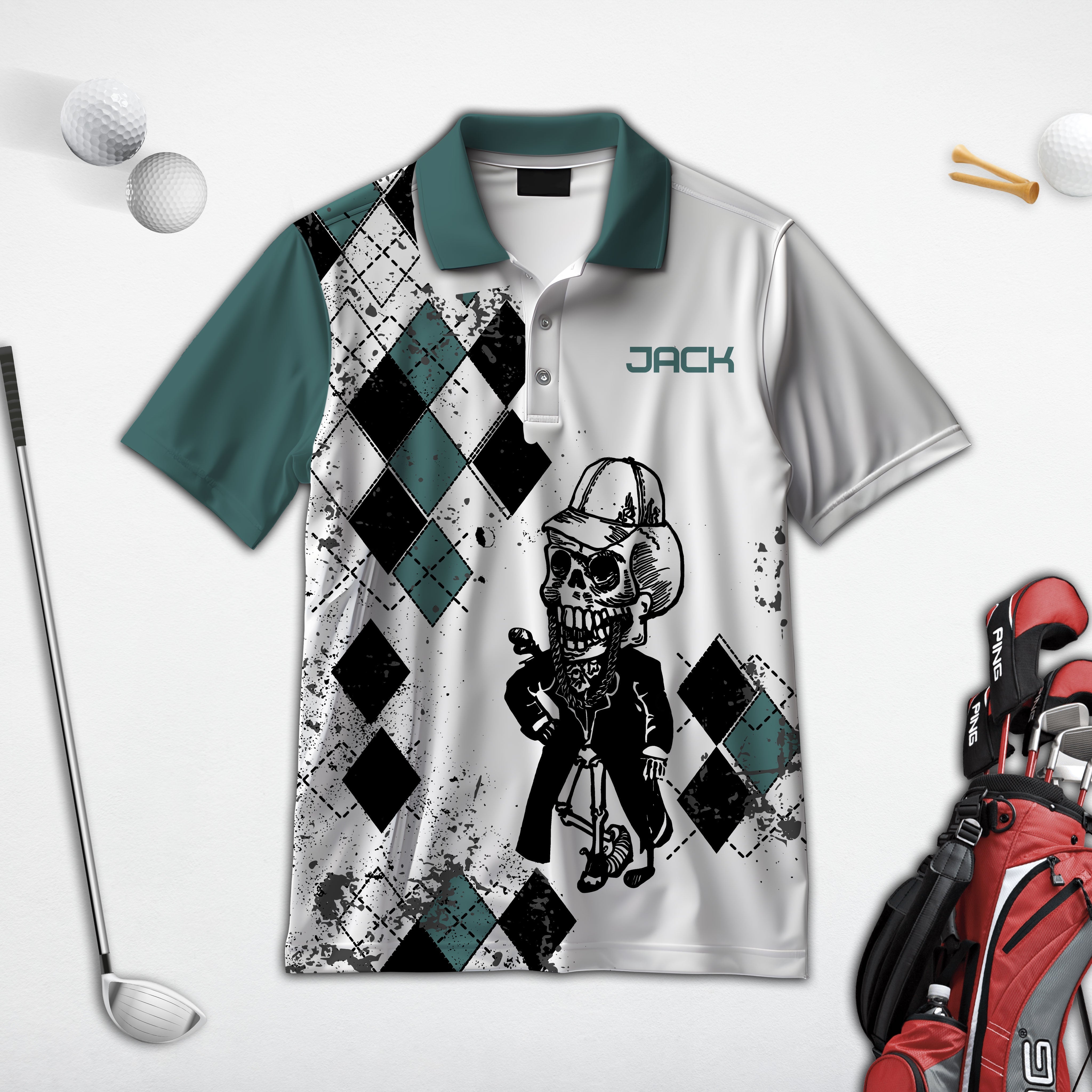 Some Grandpas Take Naps Skeleton Personalized 3D Golf Polo ShirtGolf Shirt, Gift For Golfers