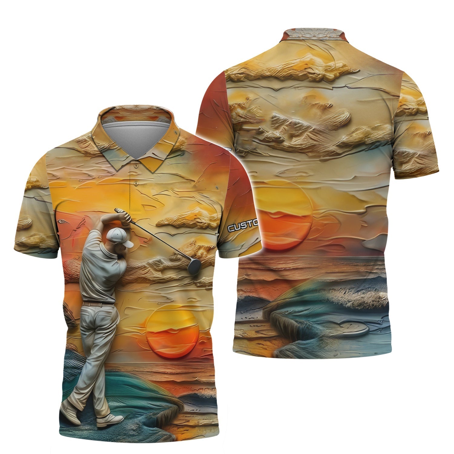 Golder Hour Golf Polo ShirtGolfing Apparel, Golf Gift For Men
