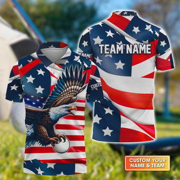 American Flag Custom Golf Polo ShirtGift For Golfers, Golf Gift For Men