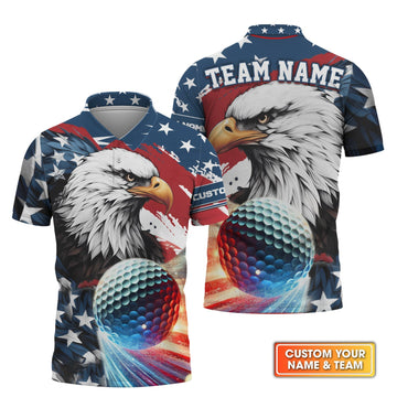 American Eagle Custom Golf Polo ShirtPatriotic Golf Shirt, Gift For Golfers, Golf Gift Ideas