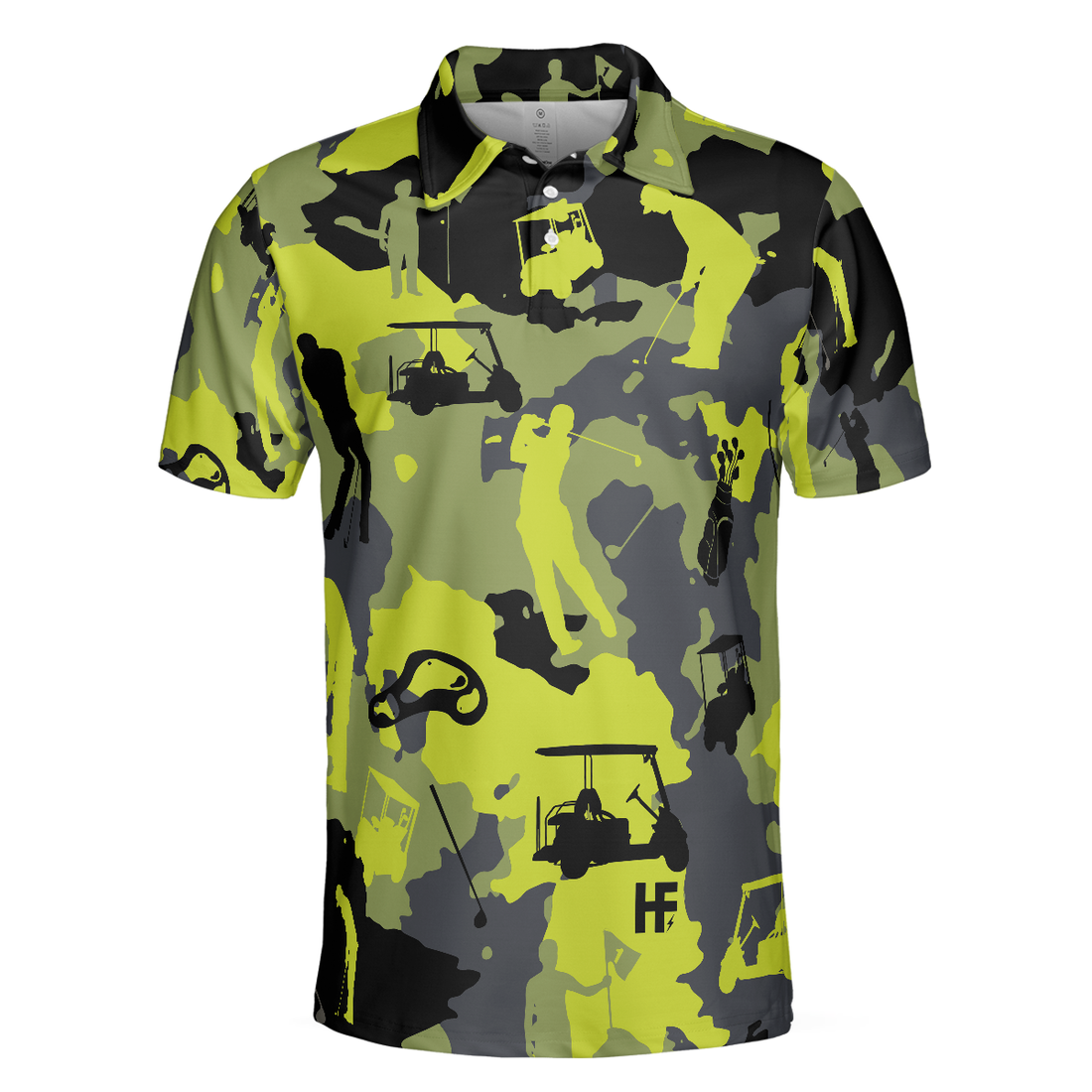 Green And Grey Camouflage Golf Polo ShirtGolfing Apparel, Golf Clothing, Mens Golf Gift