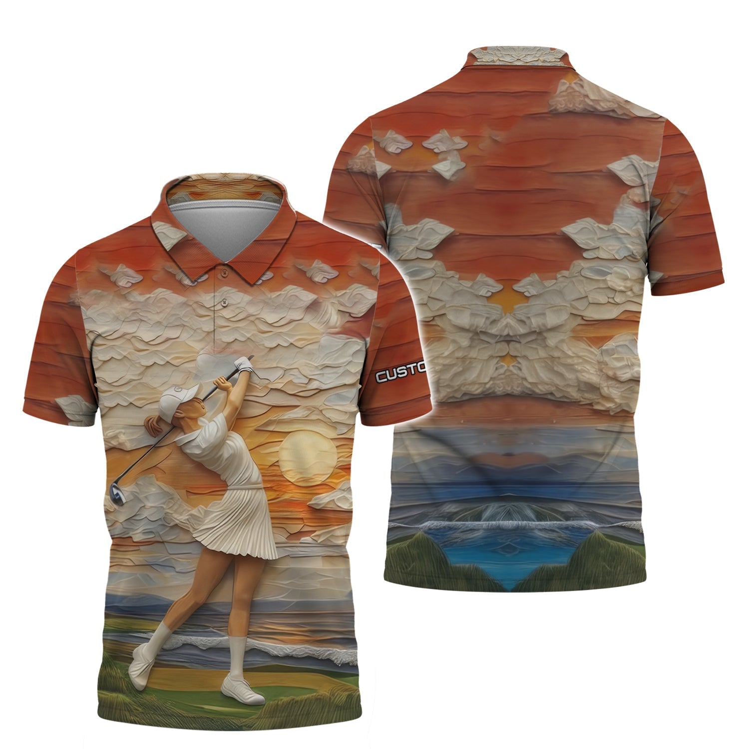 Golder Hour Golf Polo ShirtGolfing Apparel, Mens Golf Gifts