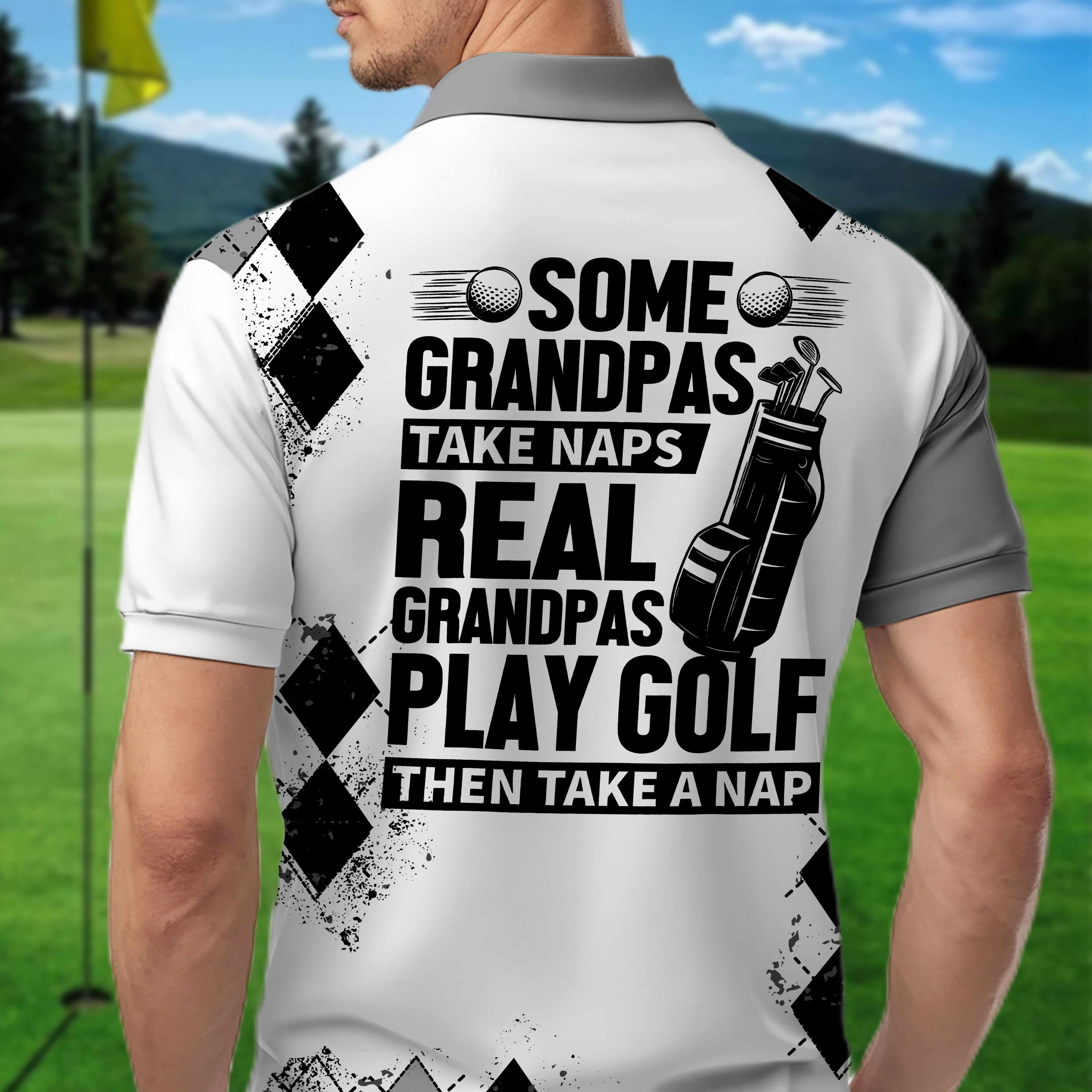 Some Grandpas Take Naps Skeleton Personalized 3D Golf Polo ShirtGolf Shirt, Gift For Golfers