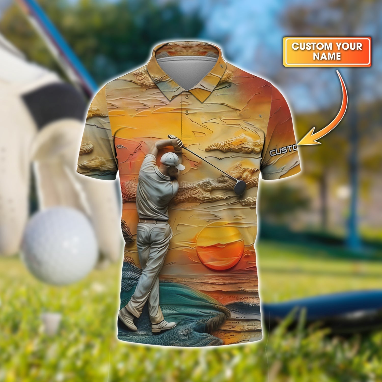 Golder Hour Golf Polo ShirtGolfing Apparel, Golf Gift For Men
