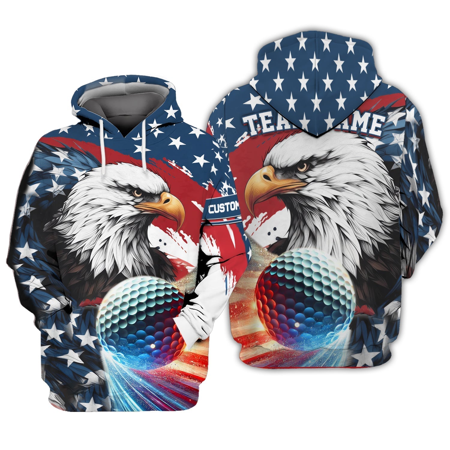 American Eagle Custom Golf Polo ShirtUS Patriotic Pride Men's Golf Polo ShirtPatriotic Golf Shirt, USA Golf Shirt