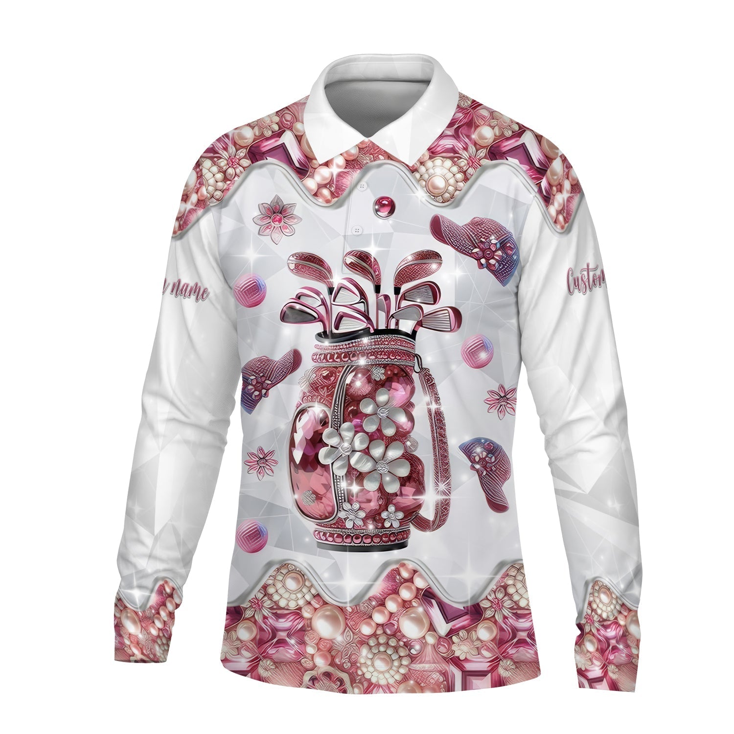 Pink Golf Bag Custom Men's Golf Polo ShirtGolfing Apparel, Mens Golf Gift, Funny Golf Polos