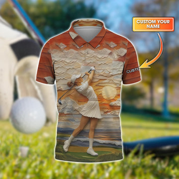 Golder Hour Golf Polo ShirtGolfing Apparel, Mens Golf Gifts
