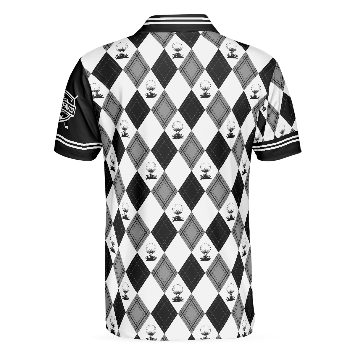Black And White Argyle Men's Golf Polo Shirtolfing Apparel, Mens Golf Gift