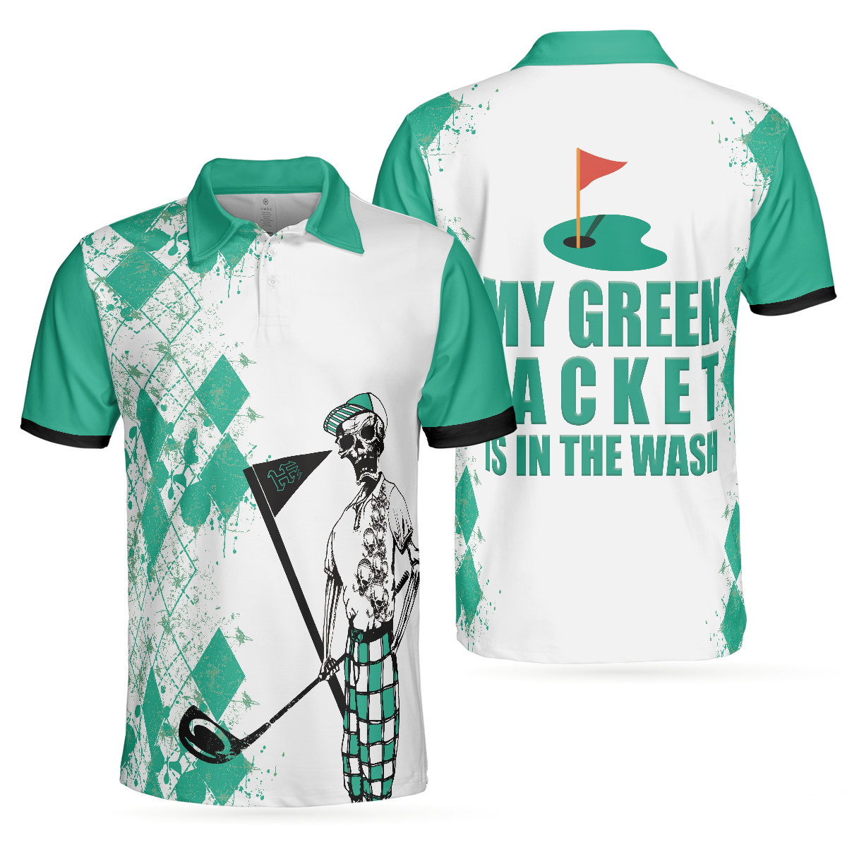 Skeleton Golfer Golf Polo ShirtGolfing Apparel, Golf Clothing, Mens Golf Gift