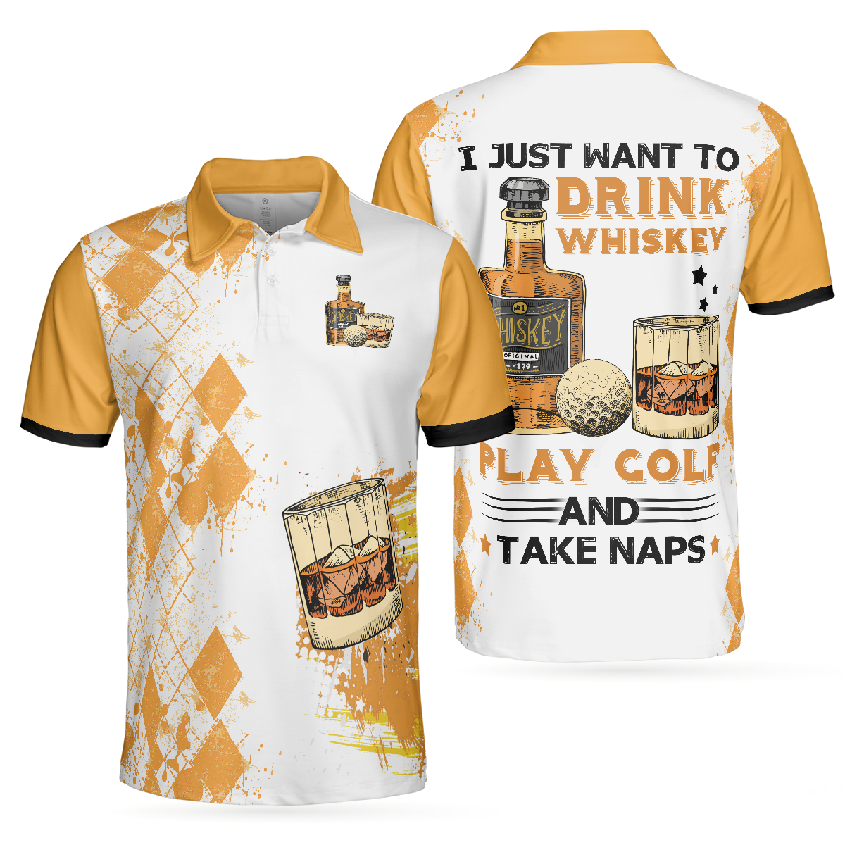 Play Golfs And Take Nap Men's Golf Polo ShirtGolfing Apparel, Mens Golf Gift
