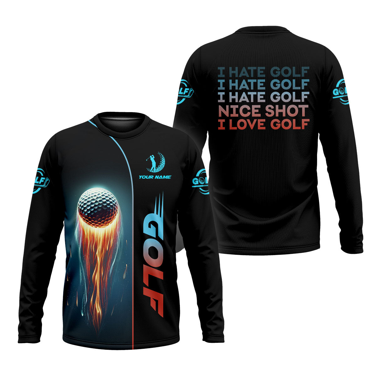 I Hate Golf Nice Shot I Love Golf, Shooting Star Custom Men's Golf Polo ShirtGolfing Apparel, Mens Golf Gift
