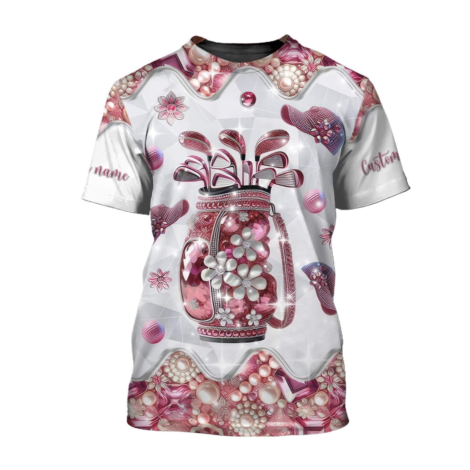 Pink Golf Bag Custom Men's Golf Polo ShirtGolfing Apparel, Mens Golf Gift, Funny Golf Polos