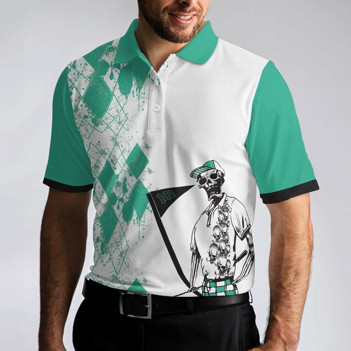 Skeleton Golfer Golf Polo ShirtGolfing Apparel, Golf Clothing, Mens Golf Gift