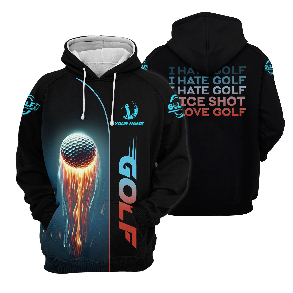 I Hate Golf Nice Shot I Love Golf, Shooting Star Custom Men's Golf Polo ShirtGolfing Apparel, Mens Golf Gift