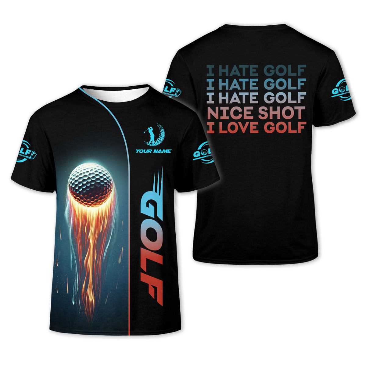 I Hate Golf Nice Shot I Love Golf, Shooting Star Custom Men's Golf Polo ShirtGolfing Apparel, Mens Golf Gift