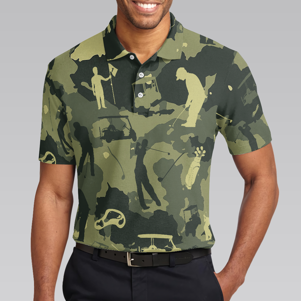 Camouflage Golf Polo ShirtGolfing Apparel, Mens Golf Gift
