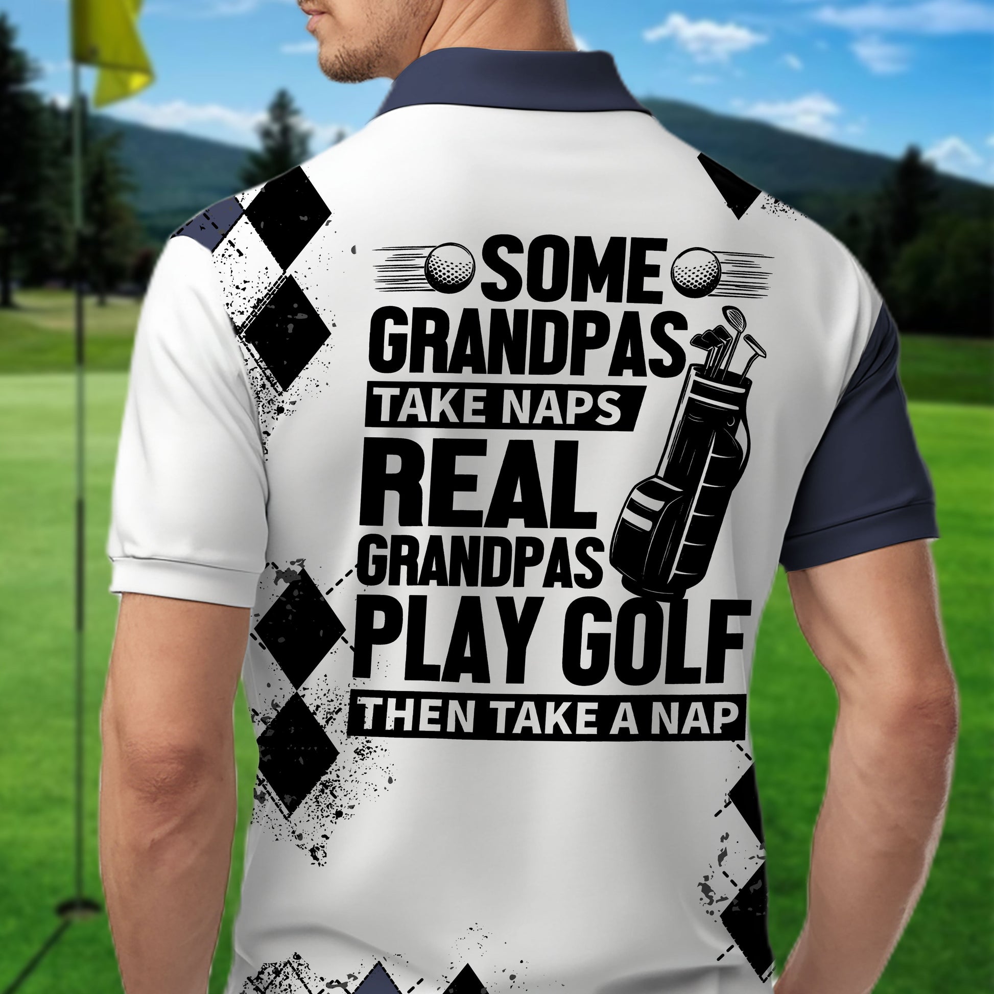 Some Grandpas Take Naps Skeleton Personalized 3D Golf Polo ShirtGolf Shirt, Gift For Golfers