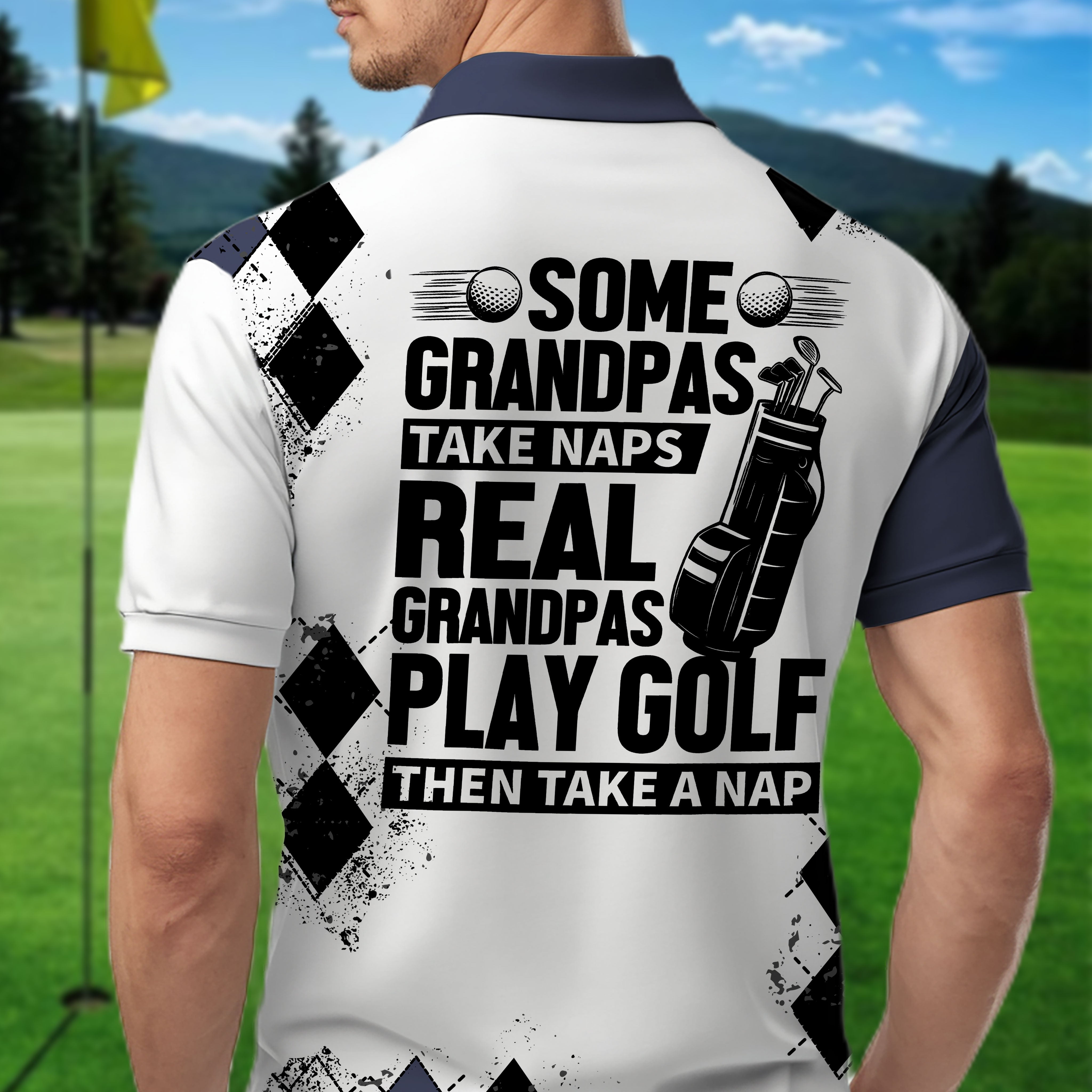 Some Grandpas Take Naps Skeleton Personalized 3D Golf Polo ShirtGolf Shirt, Gift For Golfers