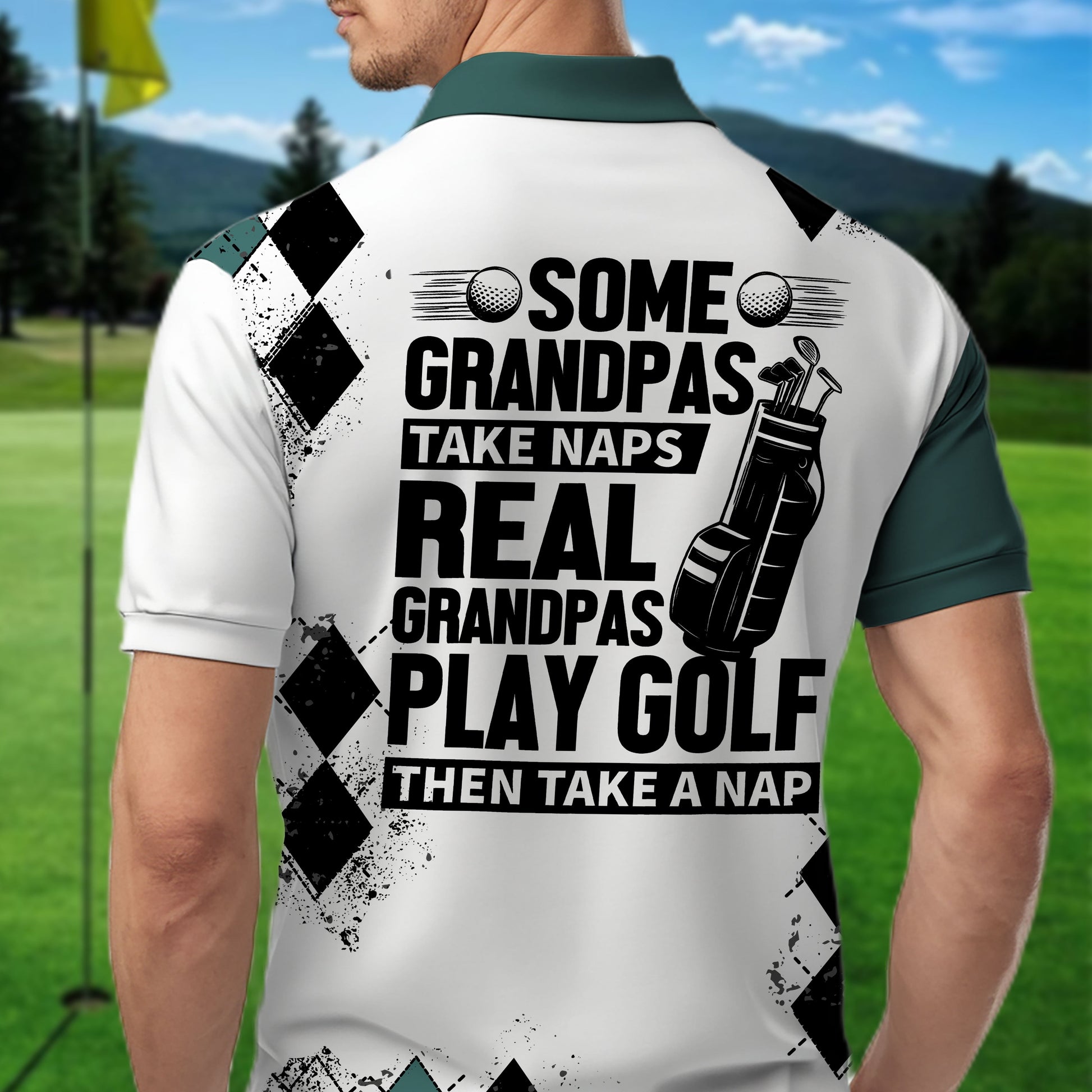 Some Grandpas Take Naps Skeleton Personalized 3D Golf Polo ShirtGolf Shirt, Gift For Golfers