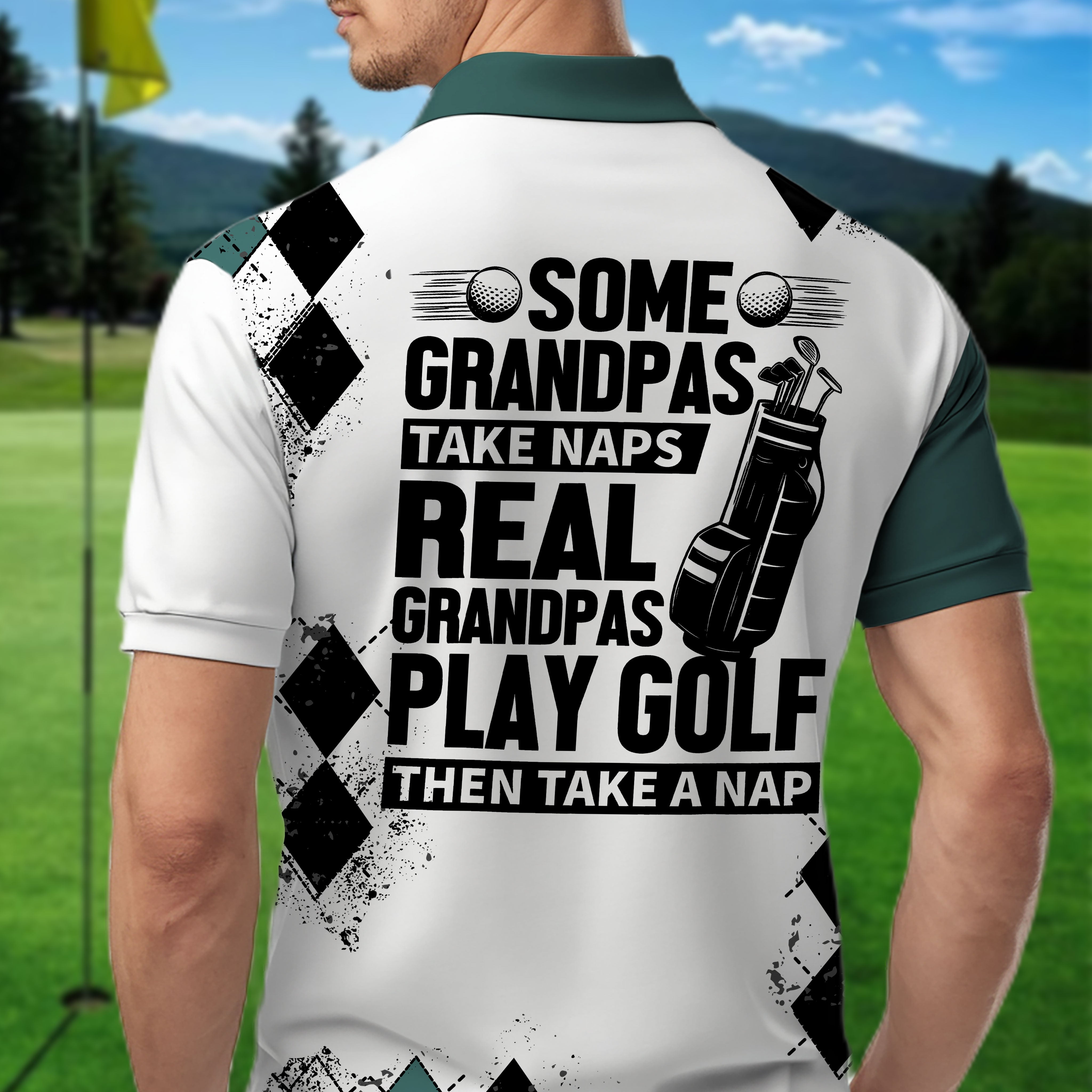 Some Grandpas Take Naps Skeleton Personalized 3D Golf Polo ShirtGolf Shirt, Gift For Golfers