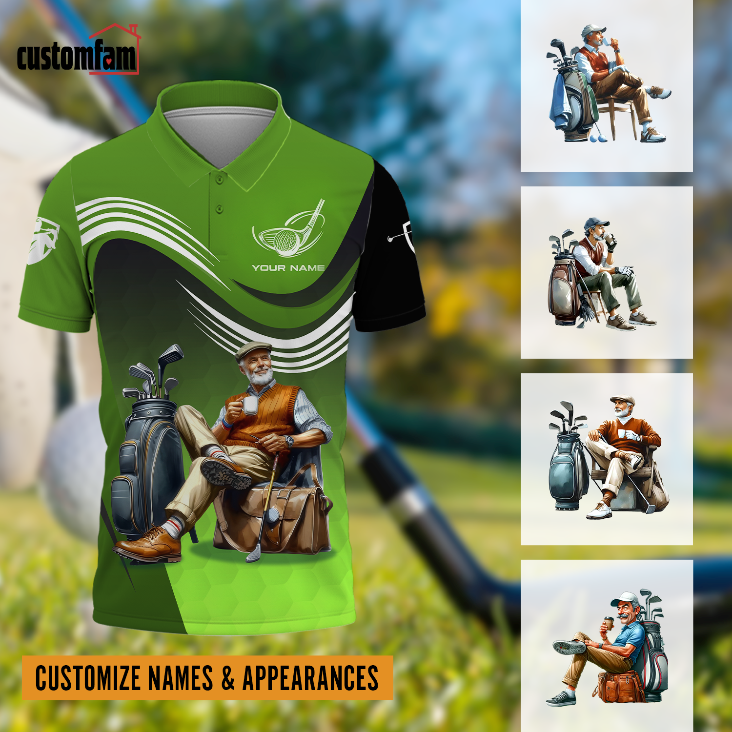 Classic Senior Golfer Custom Men's Golf Polo ShirtGolfing Apparel, Gift For Golfers