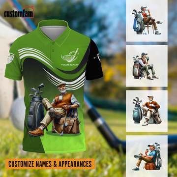 Classic Senior Golfer Custom Men's Golf Polo ShirtGolfing Apparel, Gift For Golfers
